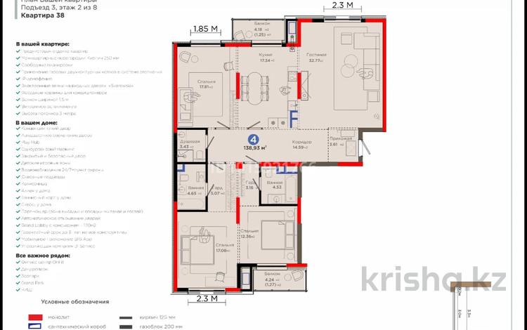 2-бөлмелі пәтер · 138.93 м² · 2/6 қабат, Северо-Запад ш/а, Толеметова 68, бағасы: 135 млн ₸ в Шымкенте, Абайский р-н — фото 2