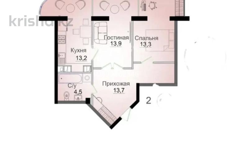 2-комнатная квартира, 61 м², 2/16 этаж, Навои 9/1 за ~ 41.5 млн 〒 в Алматы, Ауэзовский р-н — фото 2