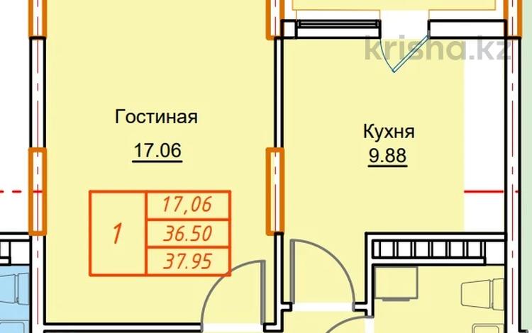 1-бөлмелі пәтер, 37.95 м², 3/9 қабат, Гашека 5а, бағасы: ~ 14.6 млн 〒 в Костанае — фото 2