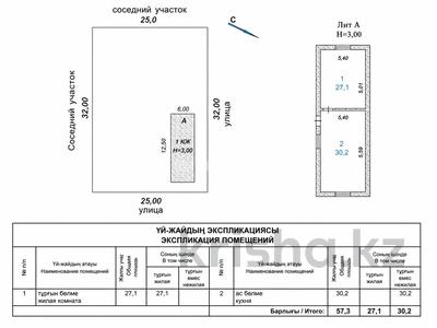 Отдельный дом · 2 комнаты · 57.3 м² · 8 сот., 36 39 — ул. Барлыбек Сыртанұлы за 10 млн ₸ в Еркинкале