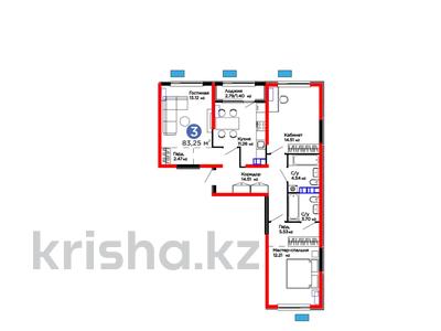 3-бөлмелі пәтер · 83.25 м² · 3/6 қабат, Тараз 8/1, бағасы: ~ 49.8 млн ₸ в Алматы, Турксибский р-н