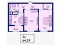 2-комнатная квартира, 64.29 м², Туран 89 за ~ 20.3 млн 〒 в Астане, Есильский р-н — фото 2