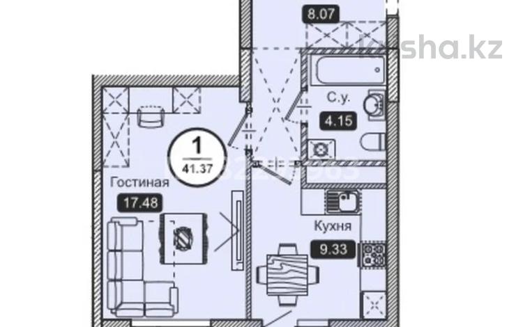 1-комнатная квартира, 41.3 м², 11/12 этаж, Улица Толе би 25/1