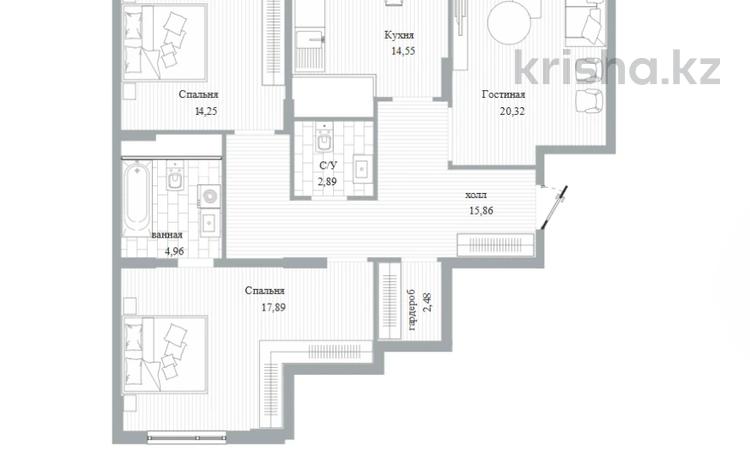 3-бөлмелі пәтер · 97.2 м² · 19/20 қабат, Туран 39 — БЕЗ КОМИССИИ / ОКНА НА БЕКТУРОВА /СКВОЗНОЙ ПОДЪЕЗД, бағасы: ~ 76.2 млн ₸ в Астане, Нура р-н — фото 2
