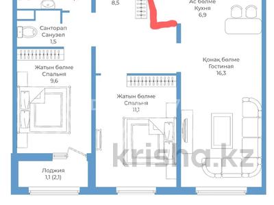 3-бөлмелі пәтер · 59.3 м² · 2/9 қабат, Райымбек 590/15, бағасы: ~ 42 млн ₸ в Алматы, Наурызбайский р-н
