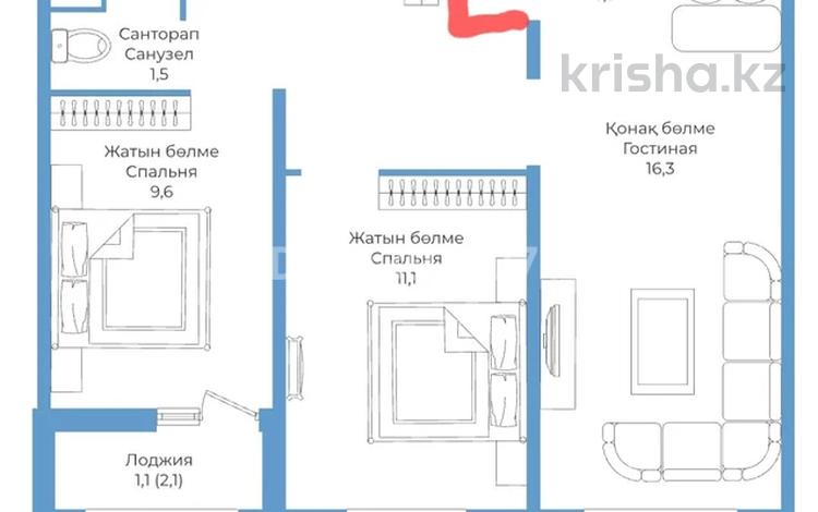 3-комнатная квартира · 59.3 м² · 2/9 этаж, Райымбек 590/15 за ~ 42 млн ₸ в Алматы, Наурызбайский р-н — фото 2