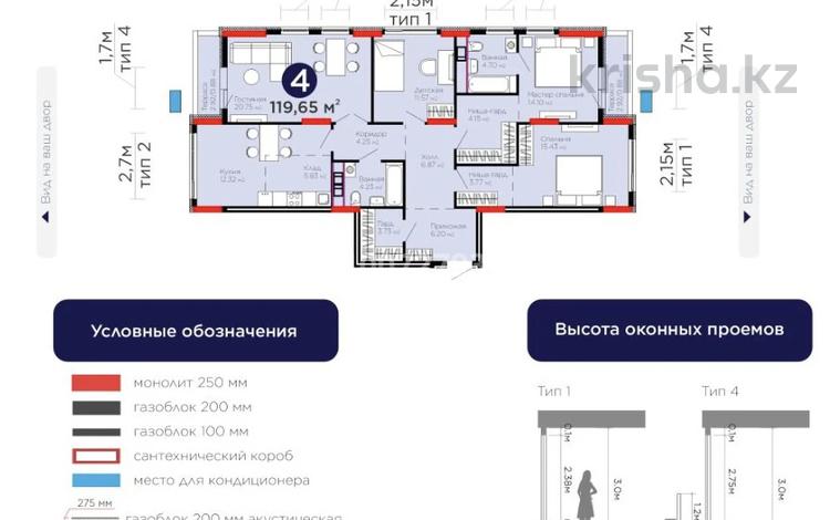 4-бөлмелі пәтер · 120 м² · 10/13 қабат, Бухар жырау 31/1 — С ВИДОМ НА САМАЛ ПАРК, бағасы: 83.5 млн ₸ в Астане, Есильский р-н — фото 10