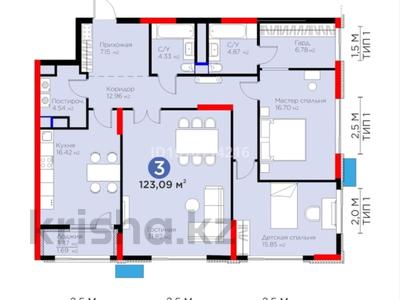3-комнатная квартира · 123 м² · 10/20 этаж, Динмухамед Конаев 3 — конаева за 119 млн ₸ в Астане, Есильский р-н