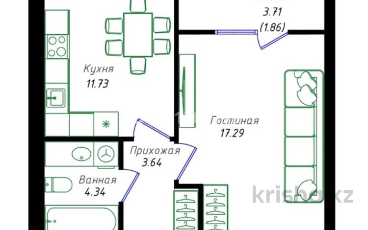1-комнатная квартира · 38.86 м² · 6/12 этаж, Улы Дала 38/3 за 24 млн ₸ в Астане, Есильский р-н — фото 3
