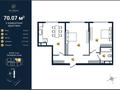 2-бөлмелі пәтер · 70.7 м² · 6 қабат, мкр Кайрат, Сыбызгы 100, бағасы: 29 млн ₸ в Алматы, Турксибский р-н