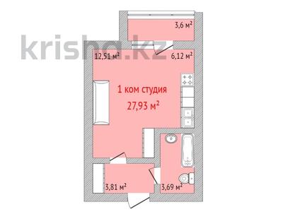 1-комнатная квартира, 27.6 м², 1/9 этаж, Уральская 45Г за ~ 9.1 млн 〒 в Костанае