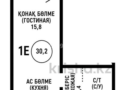 1-бөлмелі пәтер · 30.2 м² · 6/12 қабат, Райымбека 210, бағасы: 27 млн ₸ в Алматы, Алмалинский р-н