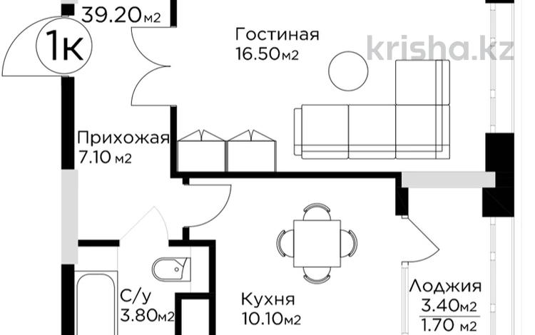 1-комнатная квартира · 39.2 м² · 3/18 этаж, ул. Е-36 — БЕЗ КОМИССИИ/ ВЫБОР ЭТАЖА И ПЛАНИРОВКИ за ~ 24.4 млн ₸ в Астане, Нура р-н — фото 2