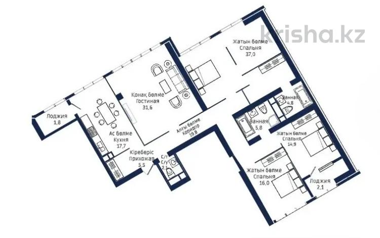 4-бөлмелі пәтер · 162 м² · 19/33 қабат, Аль-фараби 15/1, бағасы: ~ 137.9 млн ₸ в Алматы, Бостандыкский р-н — фото 3