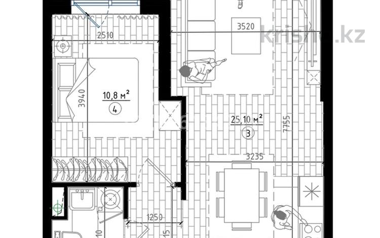 2-бөлмелі пәтер · 46 м² · 6/7 қабат, Томирис ш.а., Рыскулова, бағасы: 280 000 ₸ в Алматы, Алатауский р-н — фото 2