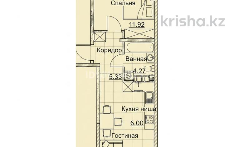 1-комнатная квартира · 46.42 м² · 3/6 этаж, Алатауская трасса 154 за 23.7 млн ₸ в Туздыбастау (Калинино) — фото 2