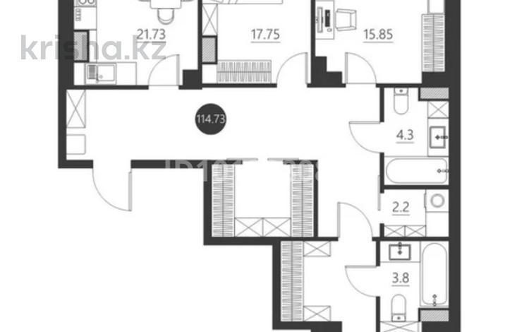 3-комнатная квартира · 116.1 м² · 1/16 этаж, мкр Шымсити, Байдибек би стр. 127/7 за 66 млн ₸ в Шымкенте, Абайский р-н — фото 2