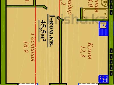 1-бөлмелі пәтер · 45.5 м² · 2/9 қабат, Алтын орда ш/а., бағасы: 17.8 млн ₸ в Актобе, мкр. Алтын орда