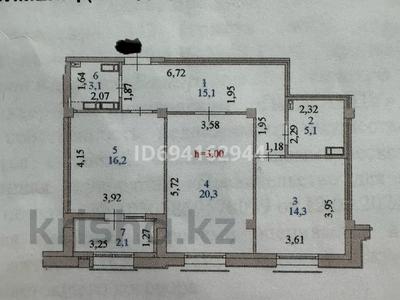 2-комнатная квартира, 76.2 м², 9/14 этаж, кабанбай батыра 56а — Улы дала за 51 млн 〒 в Астане, Есильский р-н