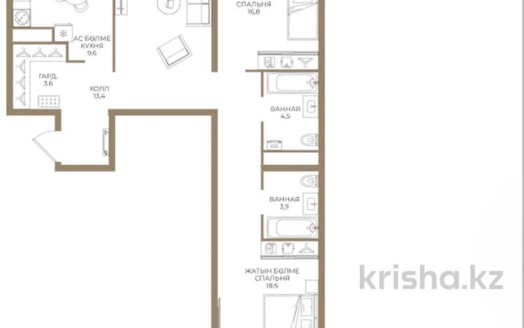 3-комнатная квартира · 88.2 м² · 6/9 этаж, Ботакоз 5 за ~ 45.9 млн ₸ в Алматы, Алатауский р-н — фото 2