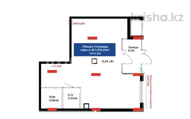 Свободное назначение, офисы, магазины и бутики, общепит, салоны красоты, сельское хозяйство, фитнес и спорт, медцентры и аптеки, образование, развлечения, кабинеты и рабочие места, студии · 69.69 м² за 500 000 〒 в Караганде, Казыбек би р-н — фото 2