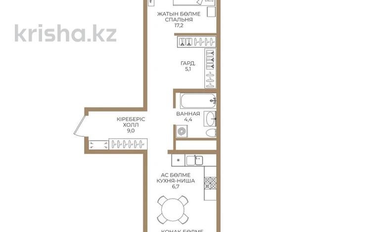 2-бөлмелі пәтер · 50 м² · 3/6 қабат, Бауыржана Момышулы 11/14а, бағасы: 34 млн ₸ в Алматы, Алатауский р-н — фото 2
