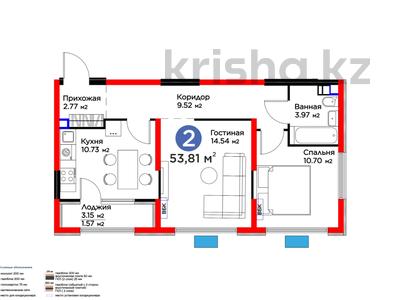 2-комнатная квартира · 54 м² · 2/6 этаж, Байге 12Б за 35.5 млн ₸ в Алматы, Турксибский р-н