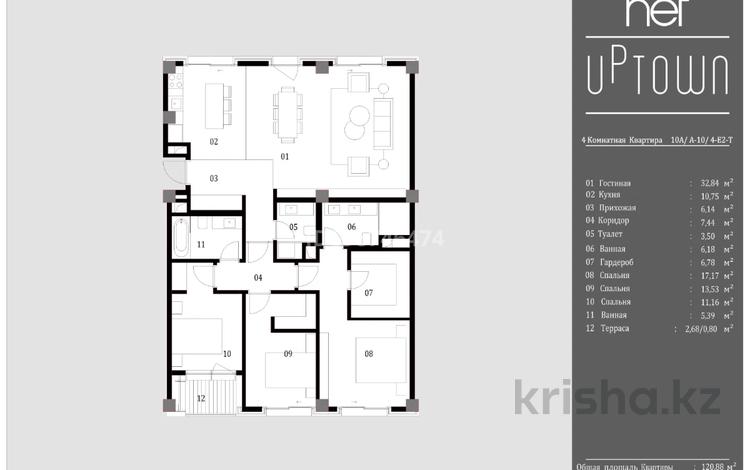 4-комнатная квартира, 121 м², 3/4 этаж, мкр.Рахат, ул.Культобе уч.№1, уч№24 за 112.2 млн 〒 в Алматы — фото 2