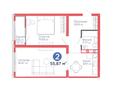 2-бөлмелі пәтер · 55.87 м², Казыбек би 23, бағасы: ~ 35.6 млн ₸ в Астане, Нура р-н — фото 3