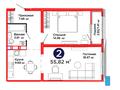 2-комнатная квартира · 55.82 м² · 9/12 этаж, Казыбек би 23 за ~ 35.8 млн ₸ в Астане, Нура р-н — фото 3
