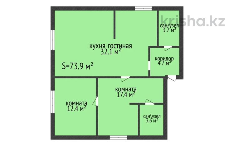 3-бөлмелі пәтер · 73.9 м² · 2/3 қабат, Свободы 1А, бағасы: 31 млн ₸ в Костанае — фото 3