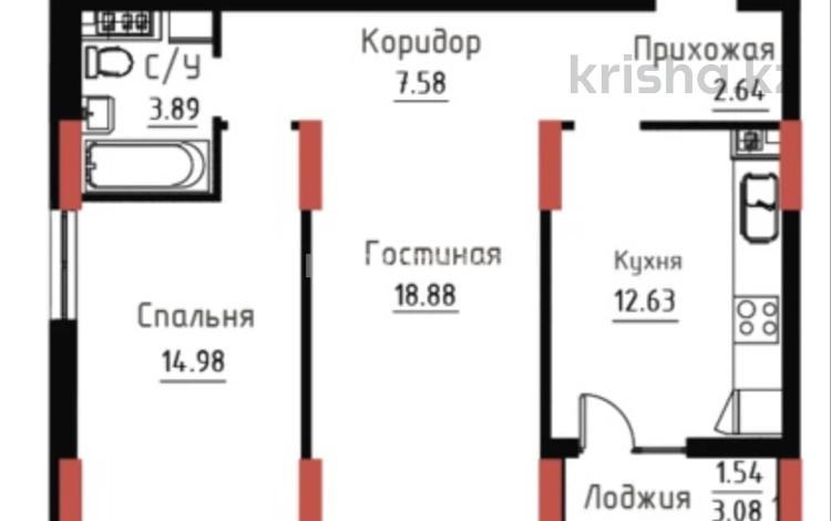 2-бөлмелі пәтер · 62.14 м² · 7/9 қабат, Чингиз Айтматов 24/4 — Ellington Mall, бағасы: 45 млн ₸ в Астане, Нура р-н — фото 2