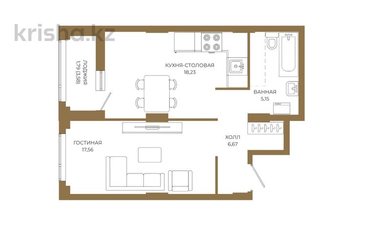 1-бөлмелі пәтер · 49.4 м² · 2 қабат, Достык 8/2 — Без комиссии|Рассрочка и ипотека, бағасы: ~ 36.8 млн ₸ в Астане — фото 9