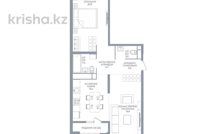 2-комнатная квартира · 78 м² · 5/16 этаж, Каныша Сатпаева 90/55Б — БЕЗ КОМИССИИ за ~ 57.1 млн ₸ в Алматы, Бостандыкский р-н — фото 2