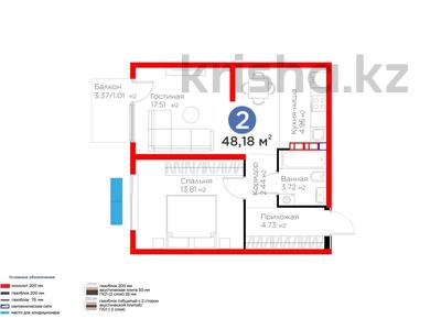 2-бөлмелі пәтер · 49.32 м² · 2/6 қабат, ​Приканальная БАК 99а — БЕЗ КОМИССИИ, бағасы: 36.4 млн ₸ в Алматы, Медеуский р-н