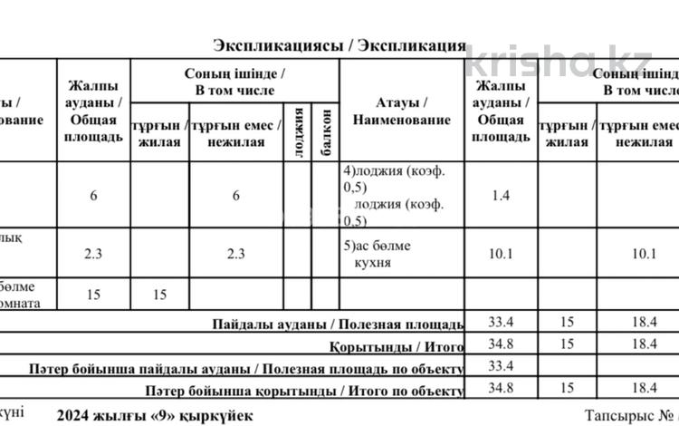 1-бөлмелі пәтер · 34.8 м² · 3/5 қабат, Старый город, Матросова 3 — Рамазан, бағасы: 10.3 млн 〒 в Актобе, Старый город — фото 3