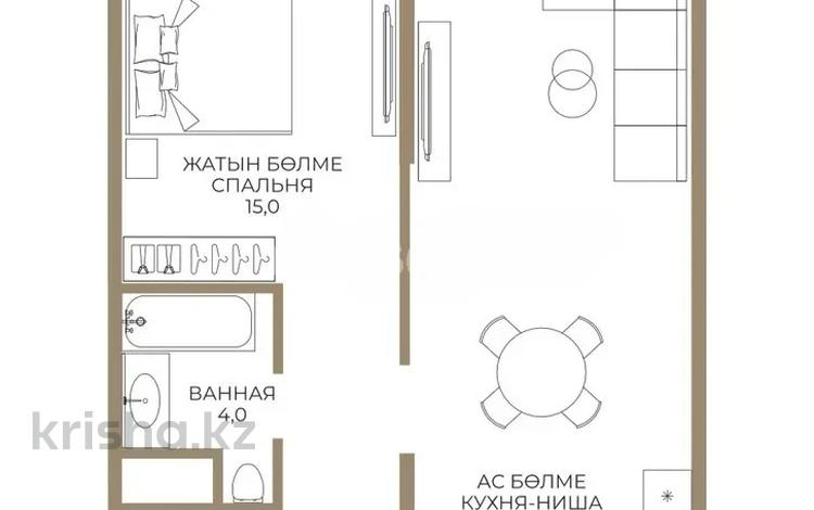 2-бөлмелі пәтер · 58 м² · 7/9 қабат, Каныша Сатпаева 90а/1, бағасы: 50.5 млн ₸ в Алматы, Бостандыкский р-н — фото 2