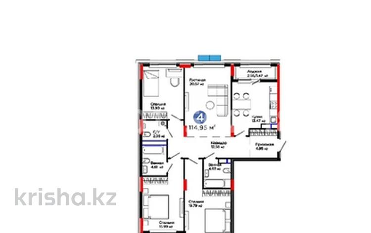 4-бөлмелі пәтер · 115 м² · 6/9 қабат, Е 900 8, бағасы: 117 млн ₸ в Астане, Нура р-н — фото 2