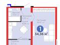 1-бөлмелі пәтер · 34.36 м² · 6/9 қабат, Е 652 — Кабанбай батыра, бағасы: 15.9 млн 〒 в Астане, Есильский р-н