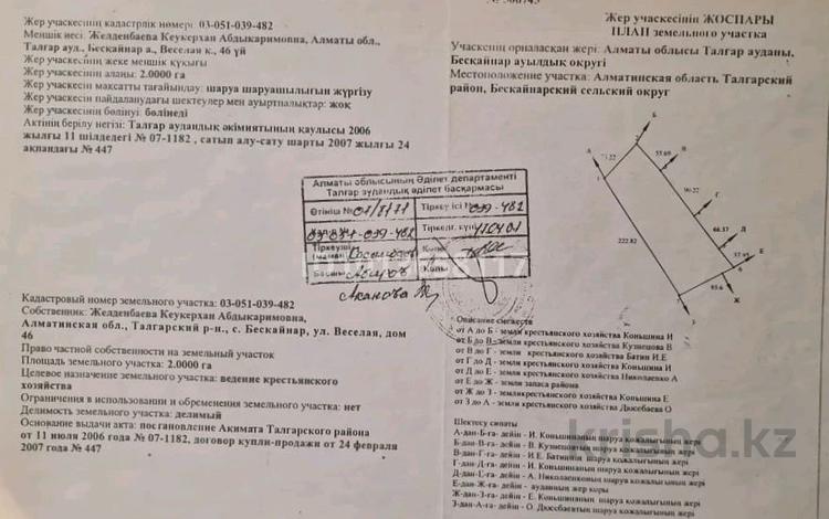 Участок · 2 га, Бескайнар (Горный Садовод) за 35 млн ₸ — фото 2