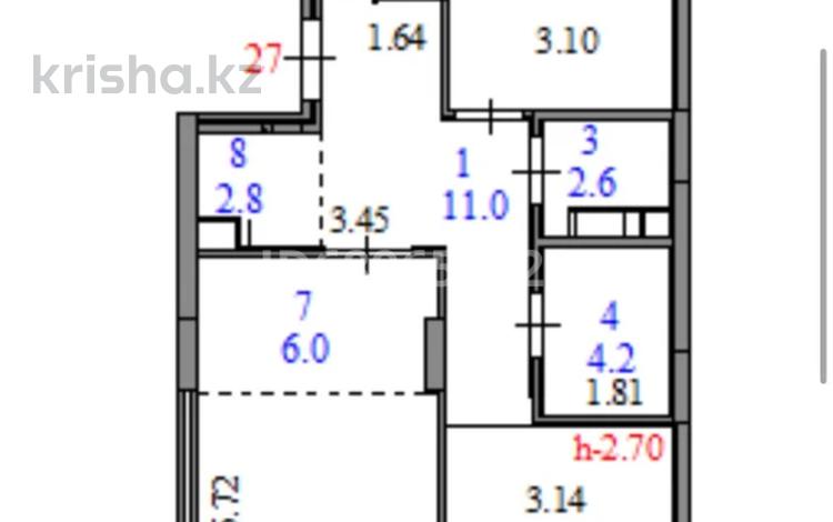 3-комнатная квартира, 72.4 м², 4/9 этаж, А102 11/2 за 28 млн 〒 в Астане, Алматы р-н — фото 2