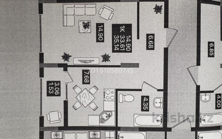 1-бөлмелі пәтер · 35.14 м² · 2/7 қабат, ул. Е 118, уч. 2 2, бағасы: 20.5 млн ₸ в Астане, Есильский р-н — фото 2