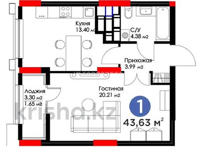 1-бөлмелі пәтер · 43 м² · 22/26 қабат, Мангилик Ел 61, бағасы: 38 млн ₸ в Астане, Есильский р-н