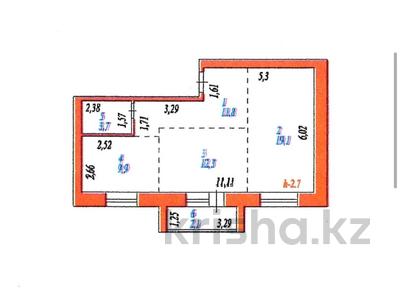 2-комнатная квартира · 59 м² · 5/5 этаж, мкр Уркер, E103 3, 3/2 за 26 млн ₸ в Астане, Нура р-н