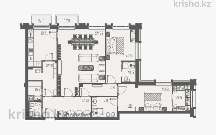 3-комнатная квартира · 129 м² · 4/5 этаж, Керей, Жанибек хандар 8а за 145 млн ₸ в Астане, Есильский р-н — фото 4