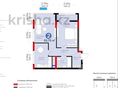 2-бөлмелі пәтер · 56 м² · 12/16 қабат, Туран 57д, бағасы: 40.5 млн ₸ в Астане, Нура р-н