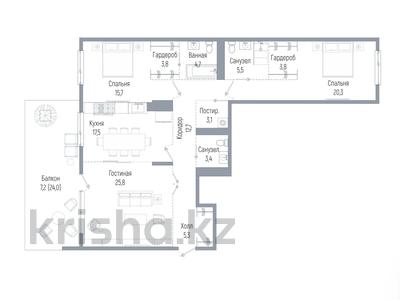 3-бөлмелі пәтер · 128.8 м², Мирас — ЖК Benelux, бағасы: 173 млн 〒 в Алматы