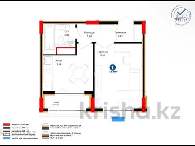 1-комнатная квартира · 36 м² · 3/9 этаж, ул. Сагадата Нурмагамбетова 17 за 35 млн ₸ в Астане