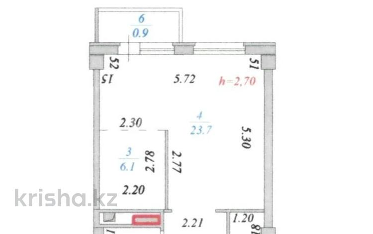 1-бөлмелі пәтер, 46.1 м², 4/12 қабат, Кошкарбаева 46/2, бағасы: 17.5 млн 〒 в Астане, Алматы р-н — фото 2