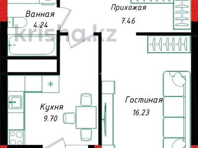 1-бөлмелі пәтер · 39.1 м² · 16/17 қабат, Шамши Калдаяков 57/2, бағасы: 17.4 млн ₸ в Астане, Сарайшык р-н